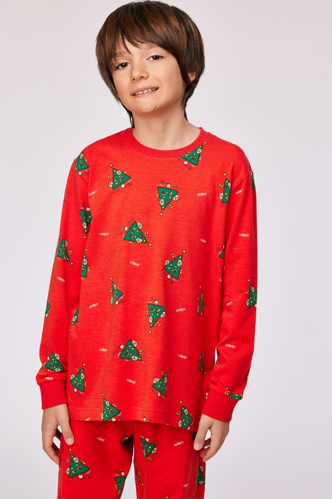 2-8 Yaş Erkek Çocuk Pijama-Cpa - 995 Cat Chrıstmas Z Aop