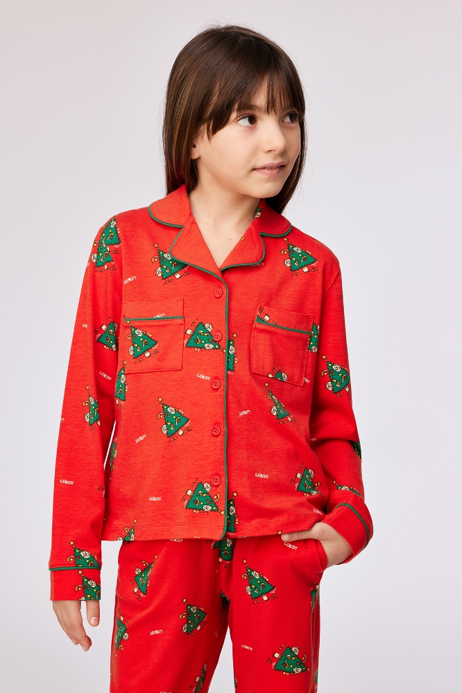 2-8 Yaş Kız Pijama-Cpb - 995 Cat Chrıstmas Z Aop