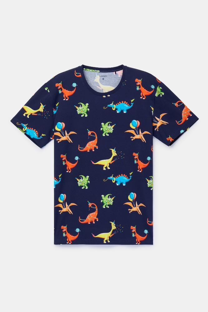 Erkek Pijama-Pss - 914-dinozor Baskılı Lacivert